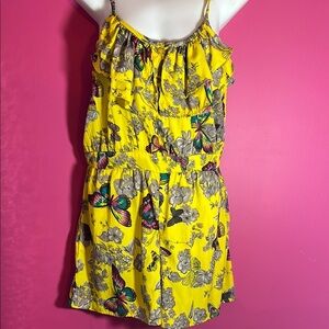 Yellow romper with butterflies